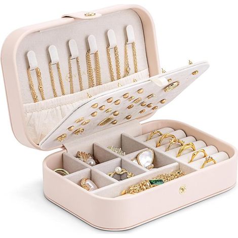Portagioie da viaggio, elegante e compatto, ideale per riporre orecchini o altri piccoli oggetti. Un'ottima idea regalo per donne e ragazze. (1/4)