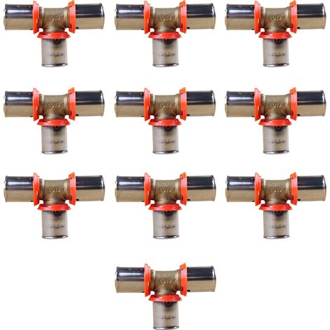 Ibp Bänninger – Lot de 10 raccords Té PER à sertir égal Ø16x1,5 – Raccord laiton pour plomberie – Pour eau chaude sanitaire et chauffage – Avis CSTB (1/5)