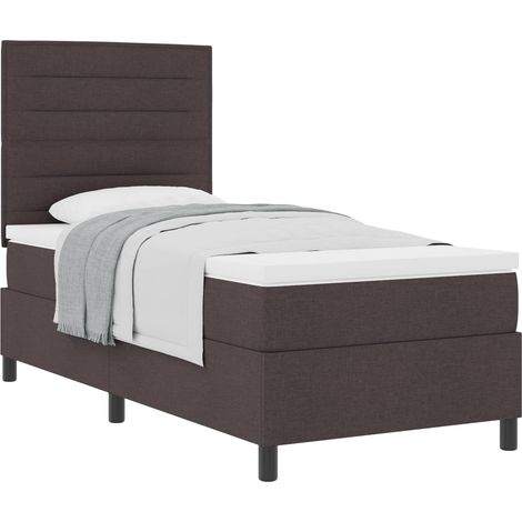 Box Spring Bed with Mattress Dark Brown 90 x 200 cm Fabric vidaXL (1/5)