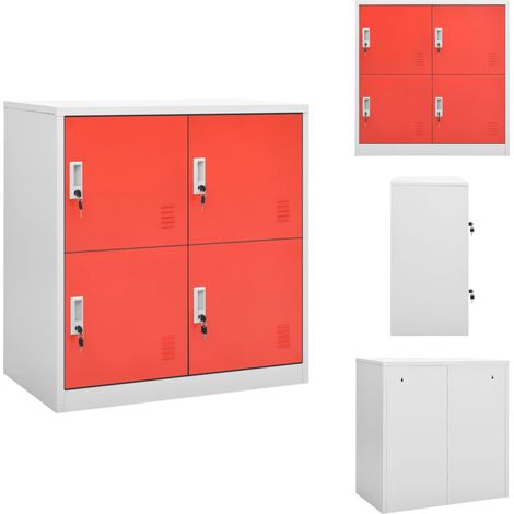 Schließfachschrank Hellgrau und Rot 90x45x92,5 cm Stahl - Schliessfachschrank - Metallschrank - Garderobe - Büroorganisation - Lagerraum (1/5)