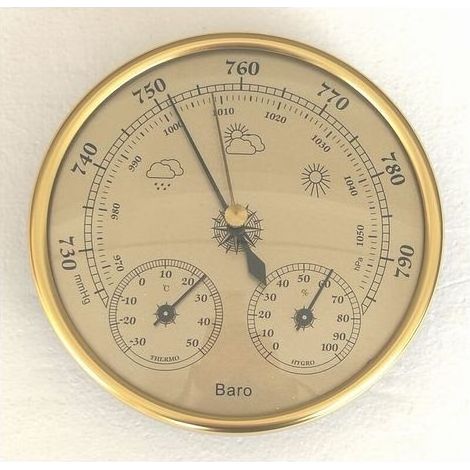 Baromètre, Station Météo avec Baromètre et Thermomètre Hygromètre, Station Météo Analogique Murale 3 en 1 pour Intérieur et Extérieur (1/5)