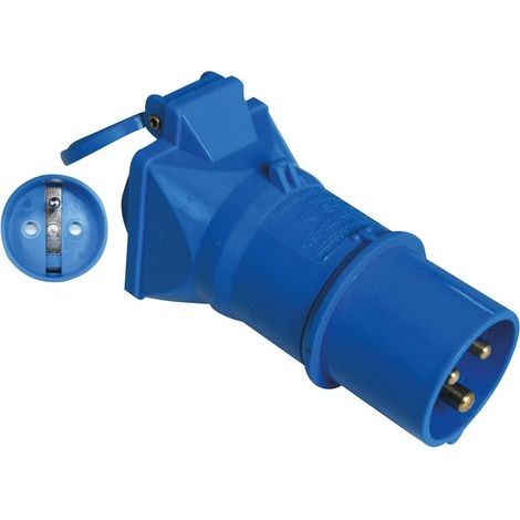 CEE 17 Stecker auf Typ E Buchse Adapter mit Abdeckung für Wohnmobil, Wohnwagen, Boot (1/2)