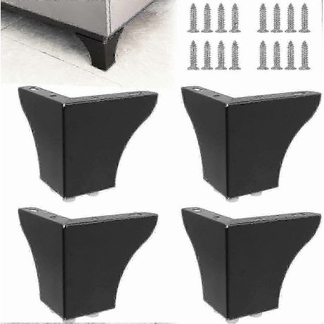 Quatre pieds de meubles triangulaires en métal de 10 cm, pieds de canapé, adaptés au remplacement à faire soi-même. (1/5)