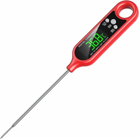 Cuisine Thermometre 3S Lecture Instantanée Thermomètre Cuisson Étanche avec Sonde Longue Rétroéclairage & Aimant Bouton d'Étalonnage (1/5)