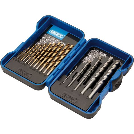 Draper 17-Piece Metric Combination Drill Bit Set with HSS and Masonry Bits (Model 18551)