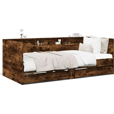 Maison Exclusive - Divano Letto con Cassetti senza Materasso Rovere Fumo 90x190 cm (1/5)