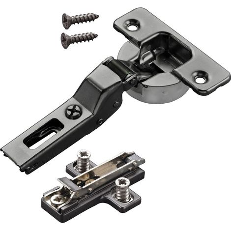 2 x Salice Topfband Serie 700 Titanium anthrazit mit Dämpfungssystem im Topf 110° T48 Mittelanschlag inkl. Kreuz-Montageplatte Höhe 6 mm mit Exzenterverstellung Möbelscharnier von SOTECH (1/5)