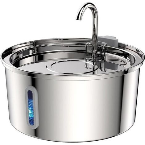 Fontaine a Eau Chat Acier Inoxydable: Fontaine à Eau pour Chat Ultra-Calme - 3,2L Distributeur Animal de Compagnie avec Fenêtre Transparente - Costume pour Petits Chien et Animaux (1/5)