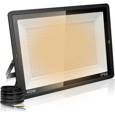 Projecteur LED Extérieur 400W, Ultra-lumineux 40000lm, Blanc Chaud 3000K, Lampe Eclairage Spot LED Exterieur IP66 Étanche Pour Jardin, Cours, Garage, HôTel, Terrain de Sport, Portes