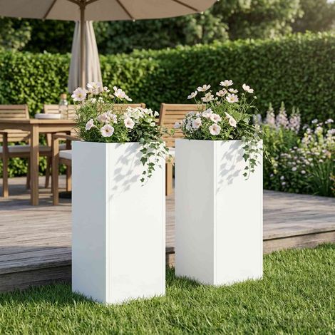Cache-pot de jardin 2 pc Blanc 20 x 20 x 40 cm vidaXL