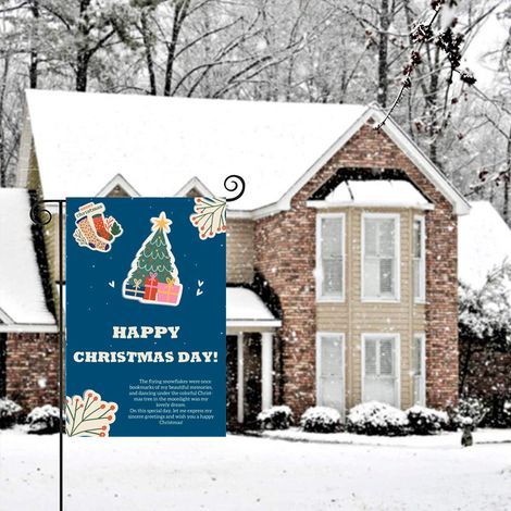 Bandiera natalizia, bandiera da giardino natalizia, regalo per l'albero di Natale, sfondo blu, decorazione per il cortile, bandiera da appendere, tessuto in poliestere - 30 × 45 cm (1/4)