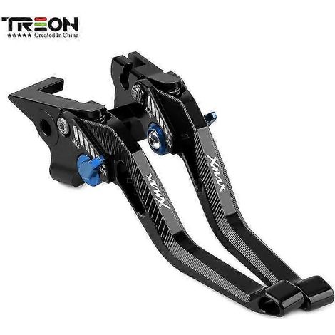 Leviers de frein et d'embrayage en aluminium usiné CNC (noir et bleu) pour motos Yamaha Xmax 125, 250, 300 et 400 (Xmax250, Xmax300, Xmax400). (1/5)