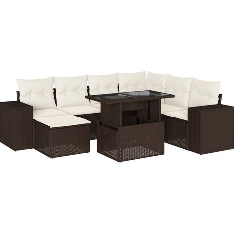 Maison Exclusive - Set Divani da Giardino 8 pz con Cuscini Marrone in Polyrattan (1/5)