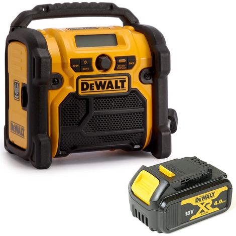 Dewalt DCR020 240v XR Compact DAB Digital Jobsite Radio + 18v 4.0ah Battery (1/4)