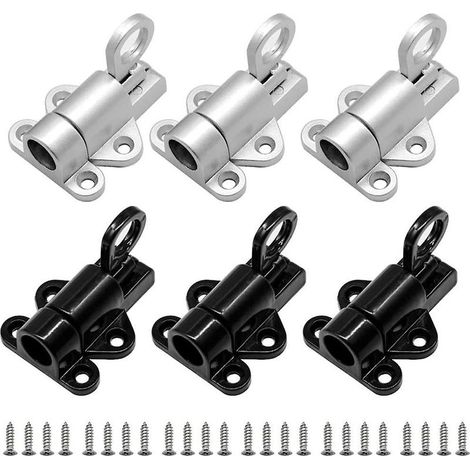 Verrou automatique de porte, 6 pièces de verrou de porte en aluminium, verrou de fenêtre, petit verrou épais avec vis, boulon de verrouillage à ressort pour anneau de sécurité de porte de fenêtre. (1/5)