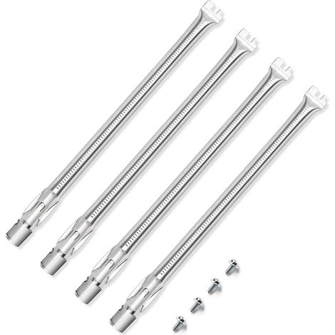 Lot de 4 brûleurs de barbecue de 49,5 cm pour barbecue à gaz Weber Genesis 300, Genesis E330 E320 E310 S310 S320 S330 avec boutons de brûleur avant, brûleur en acier inoxydable 304 62752 (1/5)