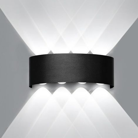 LED Applique Murale Intérieur/Extérieur, 8W 6000K Blanc Froid Lampe Murale, IP65 Etanche Moderne Éclairage Mural, Aluminium Luminaire Murale pour Chambre Couloir Salon Escalier (1/5)