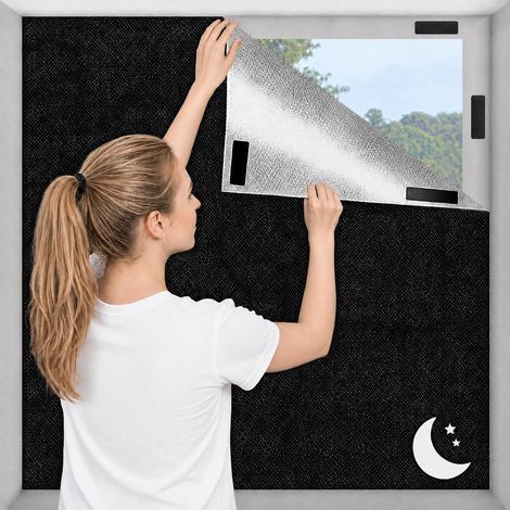 CCYKXAStore Occultant sans Perçage, Film Occultant Fenêtre, Fenêtre sans Perçage, Découpable Tissu Occultant Isolation Thermique pour Chambre, Bébé Chambre (1/3)