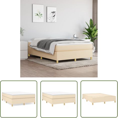 Maison Exclusive Boxspringbettgestell Creme 140x190 cm Stoff (1/5)