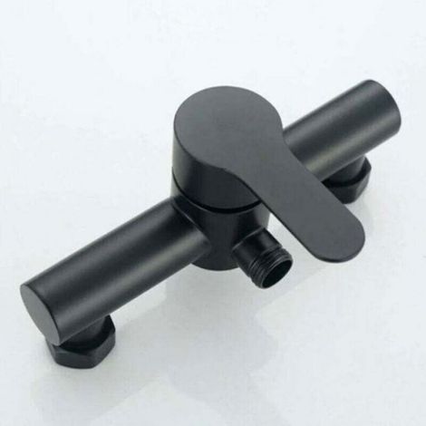 Robinet de douche de baignoire noir en acier inoxydable salle de bain baignoire douche robinet pommeau de douche mitigeur mural (1/5)