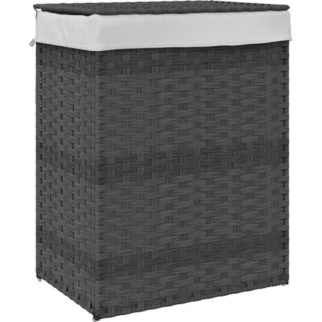 Cesto para ropa sucia con tapa ratán sintético gris 46x33x60 cm vidaXL