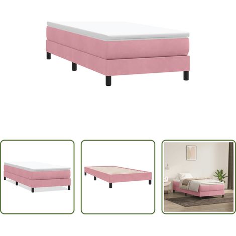 vidaXL Confort - Sommier à lattes de lit sans matelas rose 90x210 cm velours (1/5)