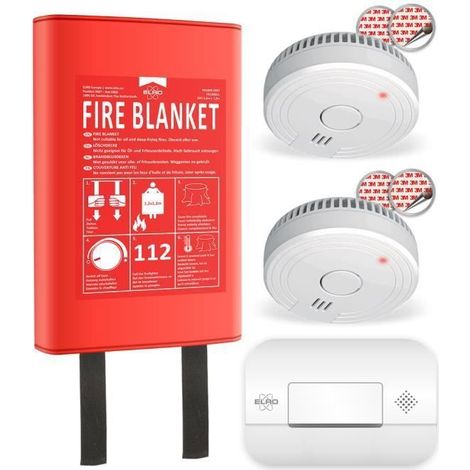 ELRO FF0404 Lot de 2 détecteurs de fumée CO avec Couverture Rigide de 1,2 m