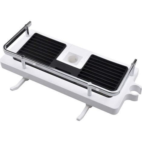 Étagère de Douche, Étagère Douche sans PerçAge, Etagere Telescopique Douche Plastique, Support de Douche avec 2 Crochets, pour 20-25mm Rail de Douche (1/5)
