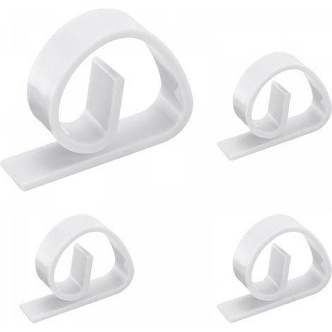 Lot de 4 pinces à nappe en plastique - 4,6 x 3,5 cm - Pour maison, fête, pique-nique, mariage, camping, table à manger, blanc (1/5)