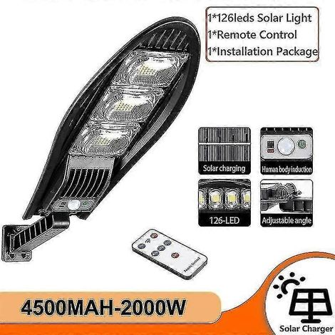 [LCS] Lampadaire solaire amélioré de 5000 W, batterie de 8000 mAh, LED étanche, angle réglable, applique murale de jardin, télécommande-AquaForge (1/5)
