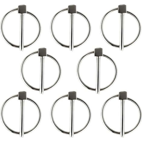Goupille de sécurité ronde en acier inoxydable, 8 pièces de 3 mm de diamètre, goupille de sécurité pour remorque, fermetures à goupille pour hippodromes, ferme, pelouse (1/5)