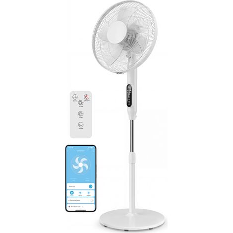 HOMCOM Ventilatore Piantana, Regolabile, Oscillazione 85°, LED, Bianco