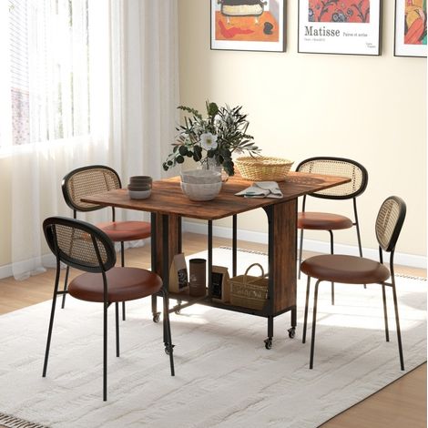Klappbarer mobiler Esstisch für 6 Personen mit Ablage, 130 x 80 x 74 cm, Rustikalbraun OKMYHOME (1/5)
