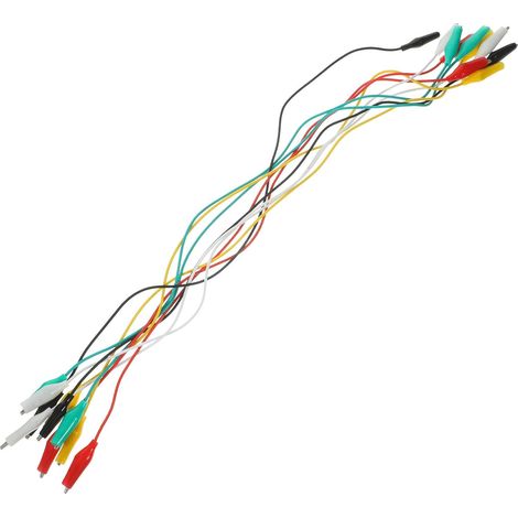 Lot de 10 Set de Set de Fils de Test Électriques Pinces Crocodiles Doubles, Câble en Cuivre et Pvc, Longueur 45cm, pour Travail de Test Électrique en Laboratoire (1/5)