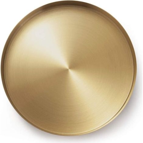 Plateau rond doré en métal, plateau de rangement décoratif pour bijoux, maquillage, articles de toilette, vaisselle de cuisine (1/4)