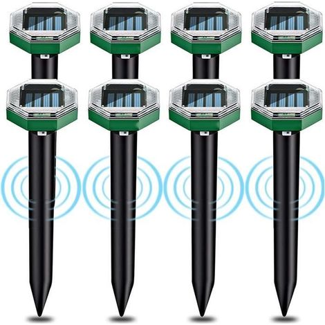 Anti Taupe Ultrason Solaire 8 pièces, Utilisable dans Les Jardins, Les Terrasses et Les Pelouses pour Repousser Les Taupes