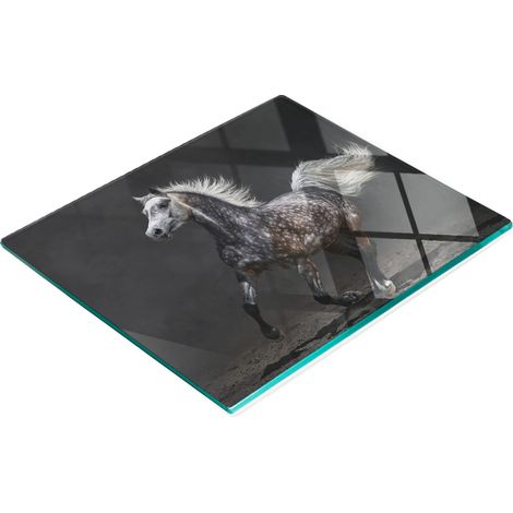 Vassoio decorativo in vetro per snack con motivo cavallo arabo, 60x52 cm (1/5)