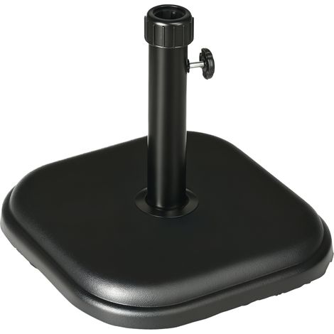 Socle de parasol en béton, 11 kg, carré, pour parasols à tube de 32 à 38 mm de diamètre, noir