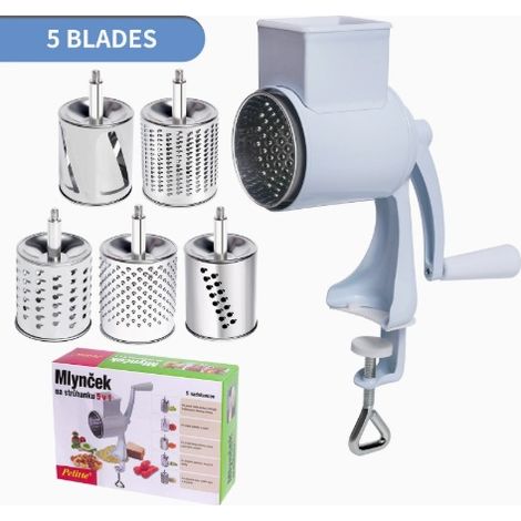 Râpe à tambour en acier inoxydable - Mandoline manuelle en métal - Avec manivelle (1/5)