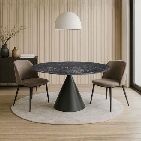 Tavolo rotondo Punto con piano effetto marmo nero – 150x150x76H (1/3)