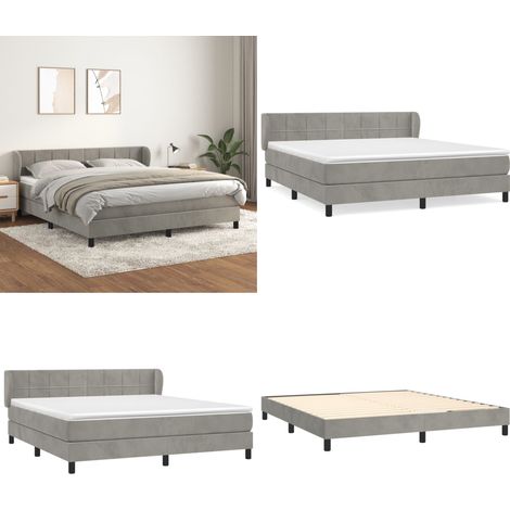 Sommier à lattes de lit et matelas Gris clair 180x200cm Velours - Lit Plateforme - Lit Velours - Lit Double - Literie - Chambre À Coucher - Home & Living (1/5)