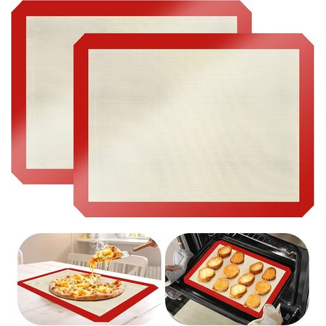 2 tapetes de silicona para hornear, tapetes de esquina resistentes a altas temperaturas de 40  30  0,04 cm, adecuados para hornear pan, galletas y pasteles. (1/5)