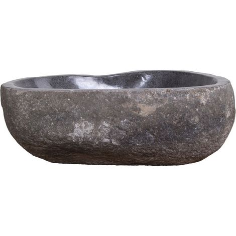 Lavabo in pietra di fiume Donau — effetto naturale 35x40x15 cm