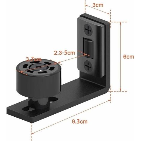 Guida a pavimento regolabile per porta scorrevole a rullo, guida a pavimento per porta scorrevole a parete, con base piatta a filo, adatta a tutte le dimensioni di porta (nera) (1/4)