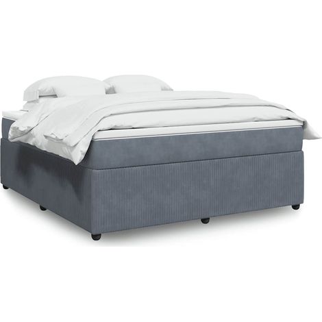 Boxspringbett mit Matratze Dunkelgrau 180x200 cm Samt