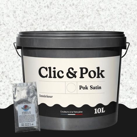 Peinture Effet Pailleté pour Murs & Plafonds - POK PAILLETTE - 10L - Blanc Grisé (1/4)