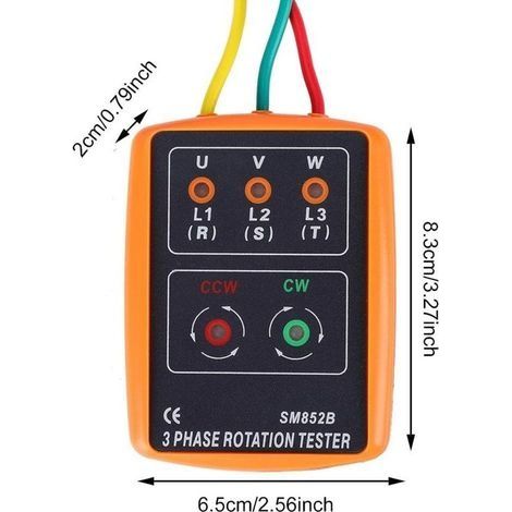 Dreiphasen-Wechselstrom-Drehreglerprüfgerät 60V/600V, SM-852B, ausgestattet mit Krokodilklemmen, einer LED-Anzeige und einem Summerprüfer. (1/3)