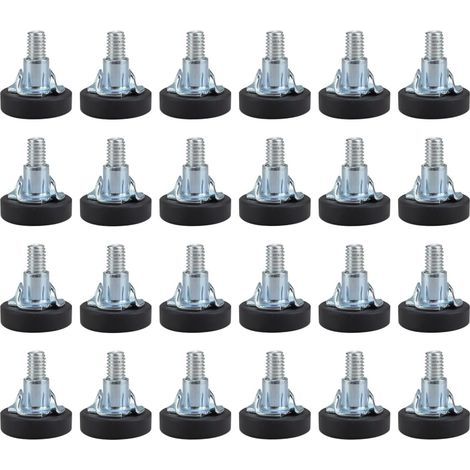 24 Pièces Pieds de Nivellement pour Meuble, Pied de Meuble Reglable avec Base en Plastique PVC Antidérapant, Hauteur Réglable Maximale 20 mm, Pied de Meuble avec un écrou Carré (1/5)