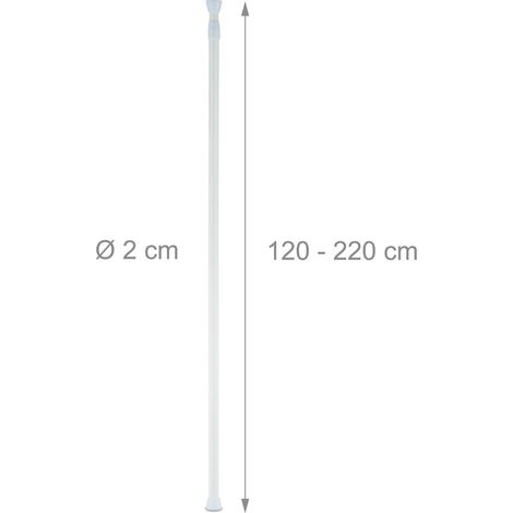 Bastone telescopico regolabile per tende e vestiti 66 x 110 cm montaggio facile in acciaio inox bianco 130013953