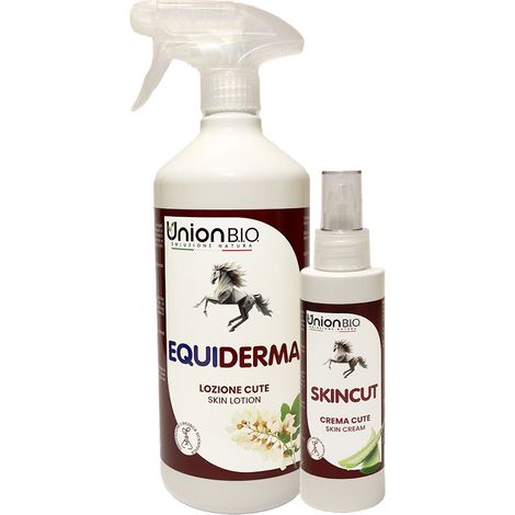 SKINCUT crema cute 125 ml  più  EQUIDERMA lozione cute 1 litro. KIT PRONTO SOCCORSO CUTE